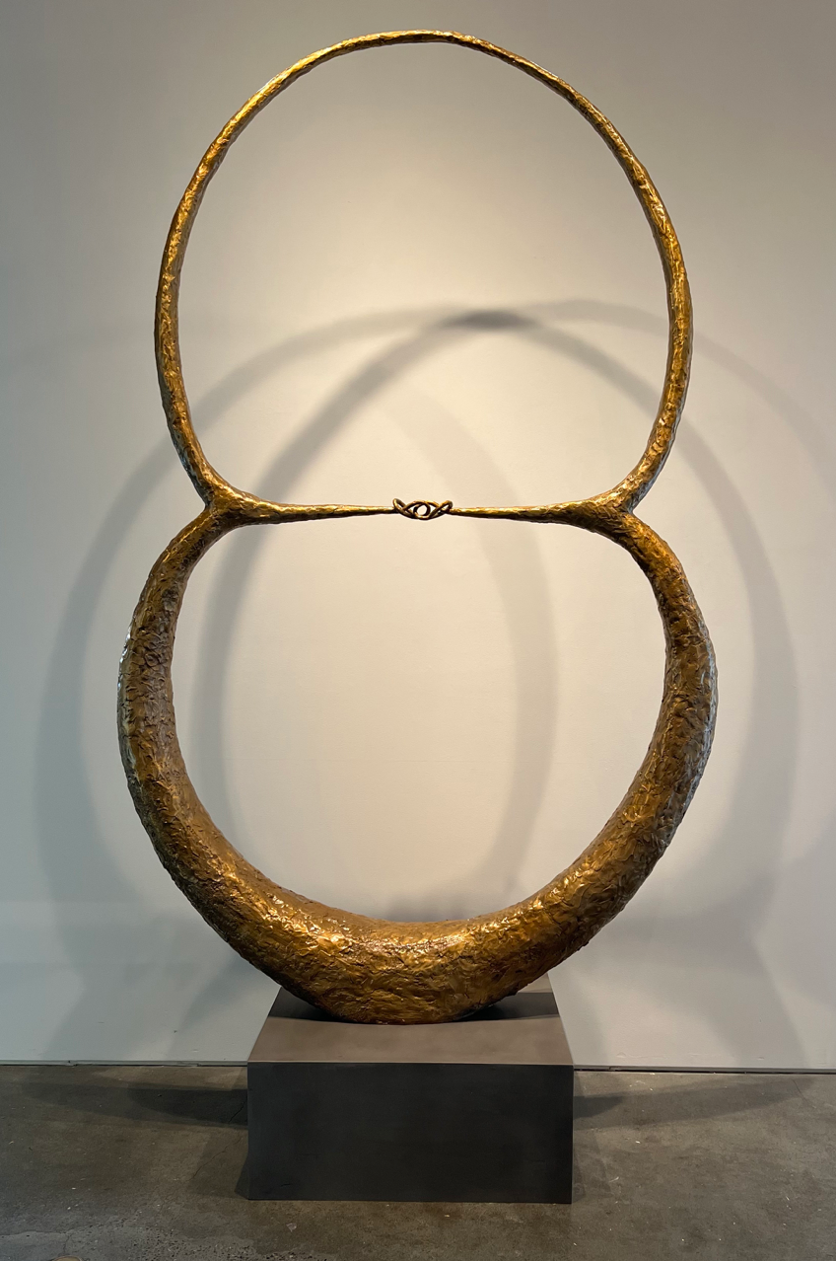 Venn Coupling Sphere cast bronze sculpture by Michael Schulteis